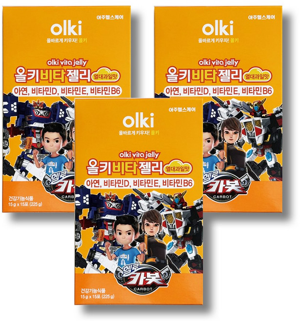 올레아 유아용 올키 비타젤리 아연 열대과일맛, 225g, 3개