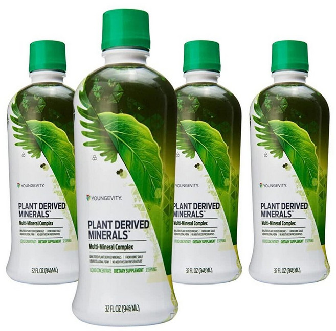 Youngevity 식물 유래 액체 미네랄 - 77+ 천연 변하지 않은 미량 19 000mg 고체 콜로이드 형태 휴믹 셰일 (946.4ml(32온스) 4개 팩), 32 Fl Oz (Pack of 4)