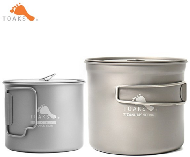 티타늄캠핑냄비 TOAKS 및 콤보 세트 초경량 휴대용 장비 POT-900-D115 POT-550-L 900ml 550ml, 1개