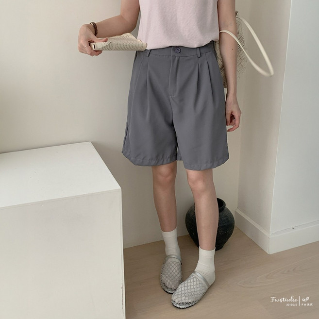 FW美衣 夏季西裝五分褲 後腰鬆緊 短褲 女生女裝