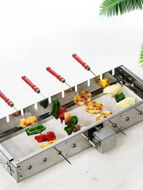 꼬치구이기계 자동 양꼬치 구이기 스토브 업소용 꼬치구이 야외 회전 미니 불판 캠핑, 2. 60cm 자동 회전