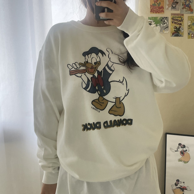 [디즈니 정품] 여성용 빈티지 샌디치 도널드 오버핏 맨투맨 2colors