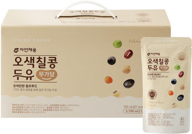 자연채움 오색칠콩두유 무가당, 185ml, 40개