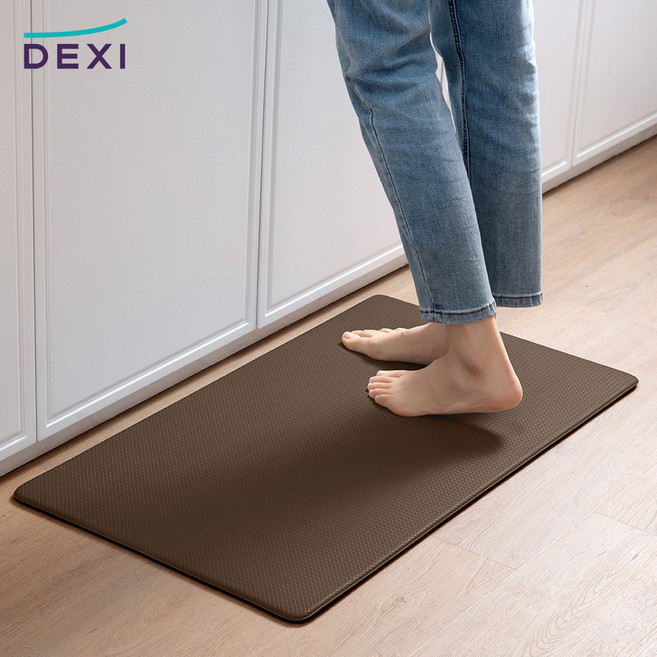 DEXI 쿠션 싱크대 방수 PVC 주방매트 특대형 싱크대발매트 미끄럼방지 두꺼운 10mm 주방 발매트 대형, 갈색