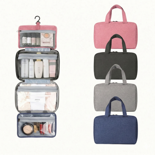 코어엑시스 여행용 방수 세면백 화장품 파우치 벽걸이 세면백 4단 접이식 세면백 파우치