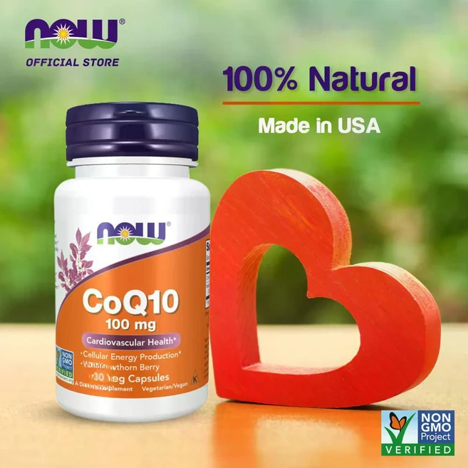 NOW Foods CoQ10 산사나무 베리 100mg 베지 180캡슐 6개월분, 1개, 180정 - 쿠팡