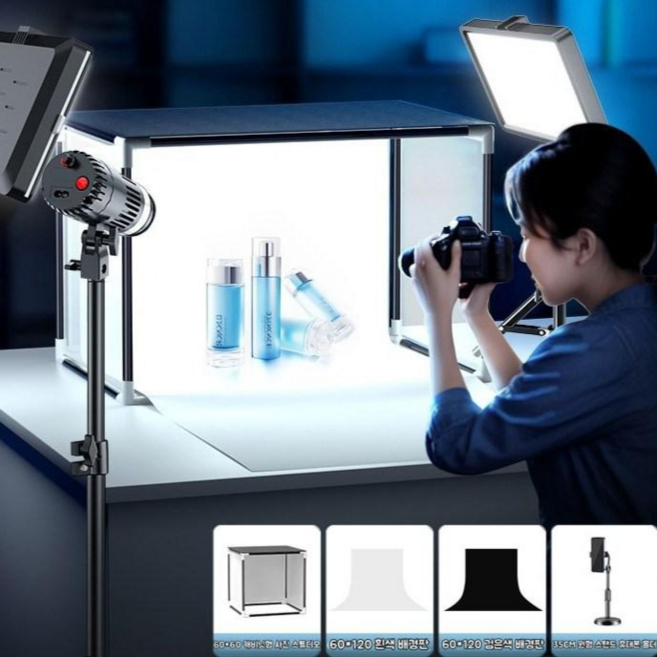 접이식 포토박스 미니 휴대용 스튜디오 소프트박스 포토부스 LED 조명 제품 촬영 세트 60cmX60cm, 1세트, 60*60cm