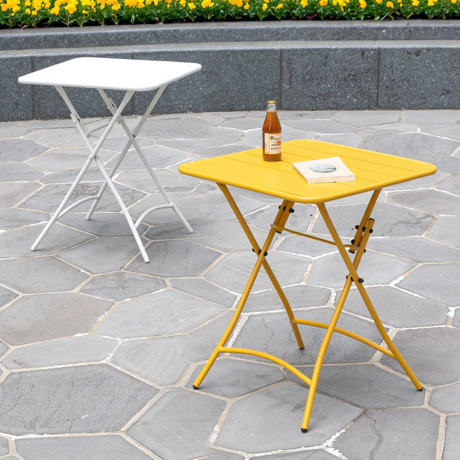 헤이유 600 접이식 테이블 테라스 정원 카페 커피숍 공원 인테리어 비치 철재 업소 폴딩 야외 간이 원형, 그린