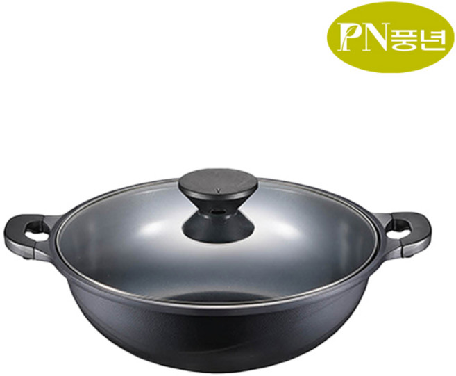 PN풍년 IH 인덕션&가스 코팅 전골냄비 36cm 펄블랙주물 어묵탕 오뎅 스텐 샤브샤브 부대찌개 오뎅탕, 단품, 1개