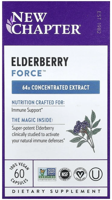 뉴쳅터 엘더베리 Force 60 베지캡슐, 2개, 60정 - 쿠팡