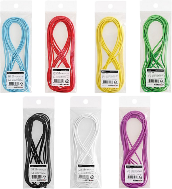 칼라 둥근 굵은 고무줄 3M 7가지 색 택1 컬라 천연 고무 줄 밴드 헤어밴드 머리끈 만들기 재료 DIY, 1개, 검정색