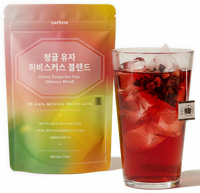 [카페스타] 청귤 유자 히비스커스 상큼 달콤 블렌딩티 시트러스 과일차, 1개, 25개입, 50g