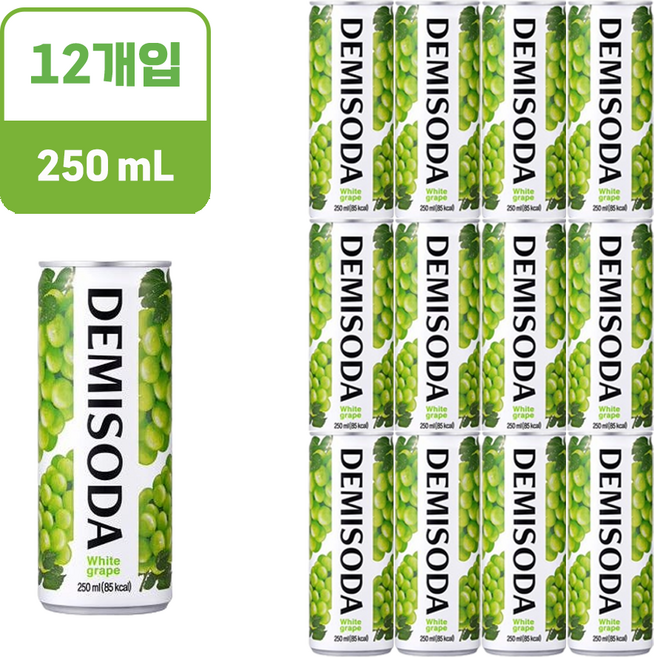 데미소다 청포도 탄산음료, 250ml, 12개