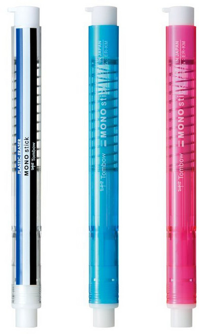 蜻蜓牌 tombow mono Stick 按壓式 筆形 橡皮擦, 1個, 藍