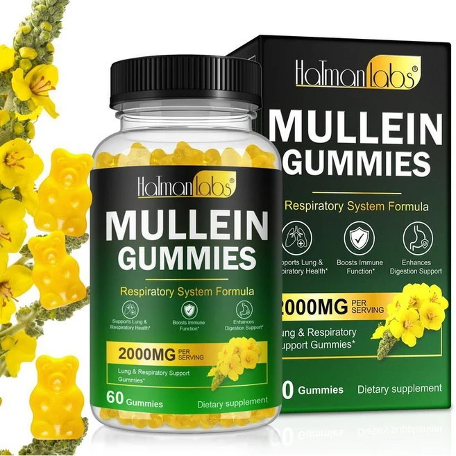 뮬린 잎 젤리 2000mg 60개 배맛, Mullein 용 젤리 2000 MG501 추출물 호흡, 1개 - 쿠팡
