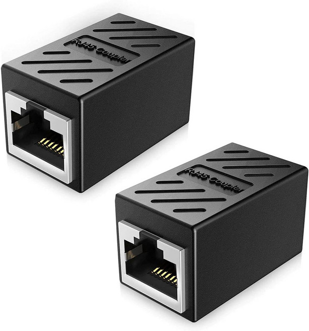 랜선 I형 연장 랜커플러 CAT5 / CAT6 RJ45 커플러 랜연장 어댑터 블랙, 2개, RJ45/8P8C