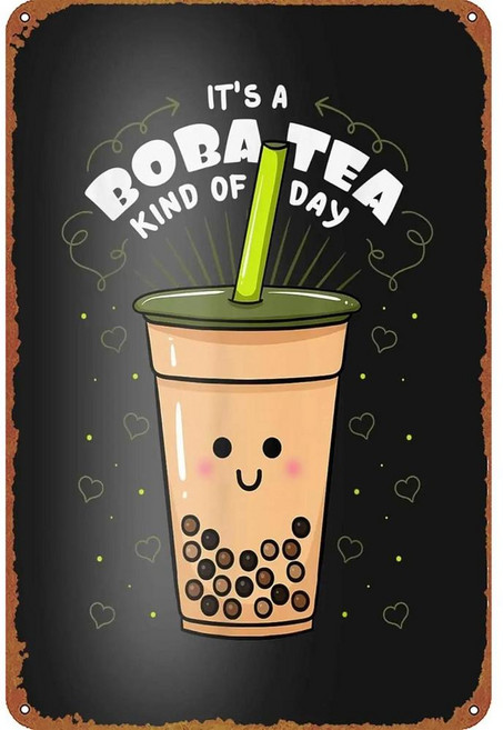 보바 타피오카 펄 티 음료 버블 밀크티 포스터 레트로 메탈 사인 빈티지 카페 홈 벽장식, 1개, 1. aluminum sign / A. alumi...