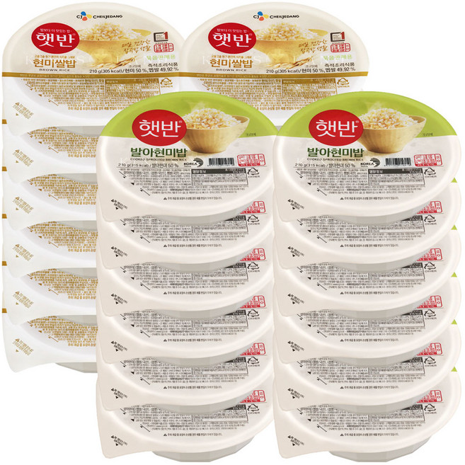CJ 햇반세트( 발아현미12개 + 현미쌀밥 12개 ), 210g, 1세트