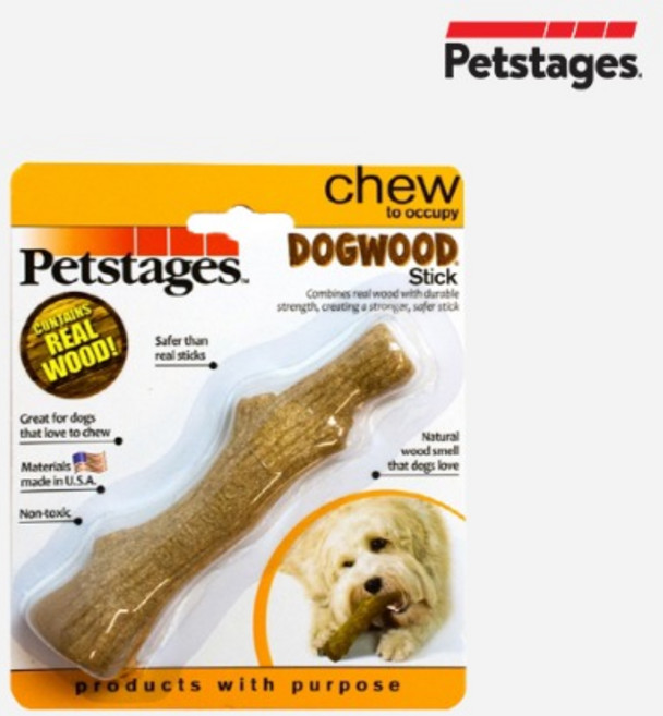 펫스테이지 Petstages 리얼 도그 우드 스틱 S 아기 소형견 강아지 이갈이 장난감, 1개