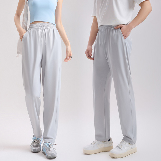SAHINER 여성 팬츠 일자 와이드 밴딩 여름 데일리 캐주얼