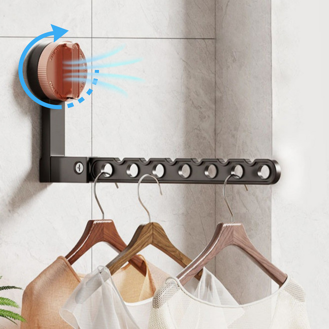 네바스 빨래 건조대 걸이 흡착식 행거 접이식 무타공 휴대용 미니, 블랙