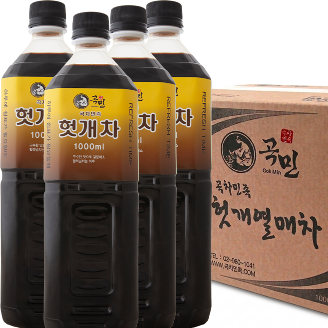 곡차민족 1000ml 헛개차 농축액 헛개수 물에 타먹는 식당등 서비스업체, 4개, 1L