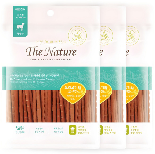 굿데이 강아지 더네이쳐 간식, 오리고기와 고구마, 100g, 3개