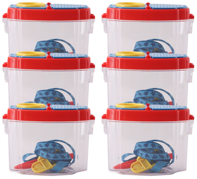 곤충채집통 세트 학습용 끈달린 돋보기 확대경 채집통, 6개, 파랑