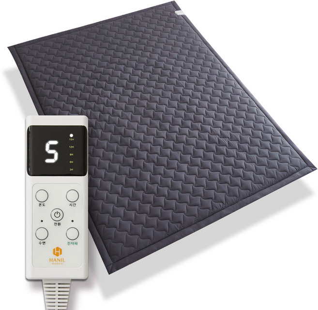 전자파없는 탄소매트 워셔블 침대 전기매트 싱글 더블, 2인용 퀸(150X200cm), 챠콜네이비+바람개비