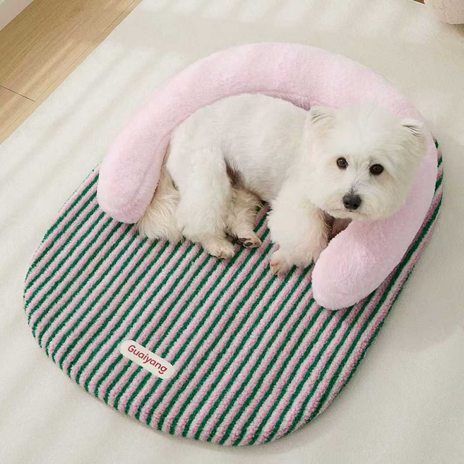 FURENDO 반려동물 강아지 고양이 겸용 침대 분리세탁 사계절 사용, 1개, 핑크