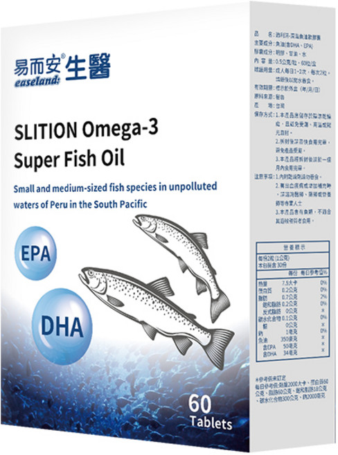 【易而安】適利清 Omega-3 Super Fish Oil 軟膠囊 60顆, 1個