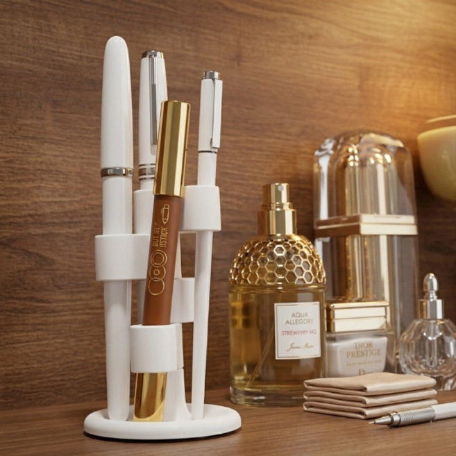 다용도 360도 회전 펜꽃이 브러쉬 정리함 칫솔 꽃이 홀더, 화이트, 3개