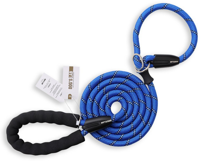 독스랩 일체형 목줄 리드줄 세트 스트롱 로프 슬립 소형견 중형견 대형견 2M 3M 5M, 일체형 / 블루, 1개