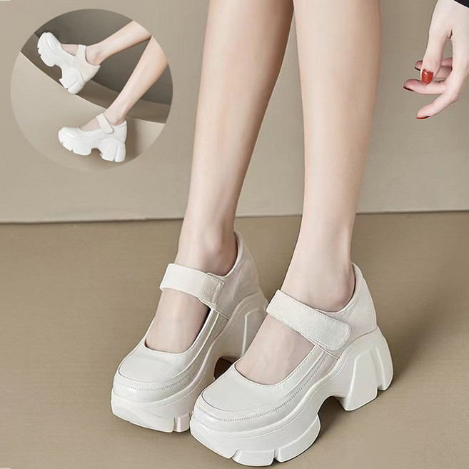 Asure 여성 메리제인슈즈 구두 미들힐 통굽 로퍼 8cm