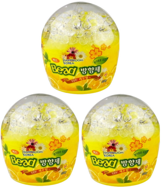 옷장용 비드 방향제 가정용 실내탈취제 레몬향 복숭아향 라벤더향, 3개