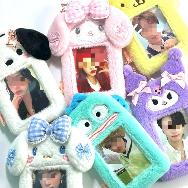 산리오 캐릭터 털 포카 홀더 키링 아이돌 포토카드 보관, 털 포카홀더9