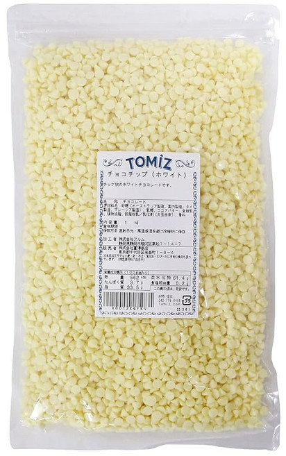 도미자와 상점 초코칩 화이트 1kg 초콜릿/제과용/업무용/과자 만들기/토핑/곡물, 1개, 1g