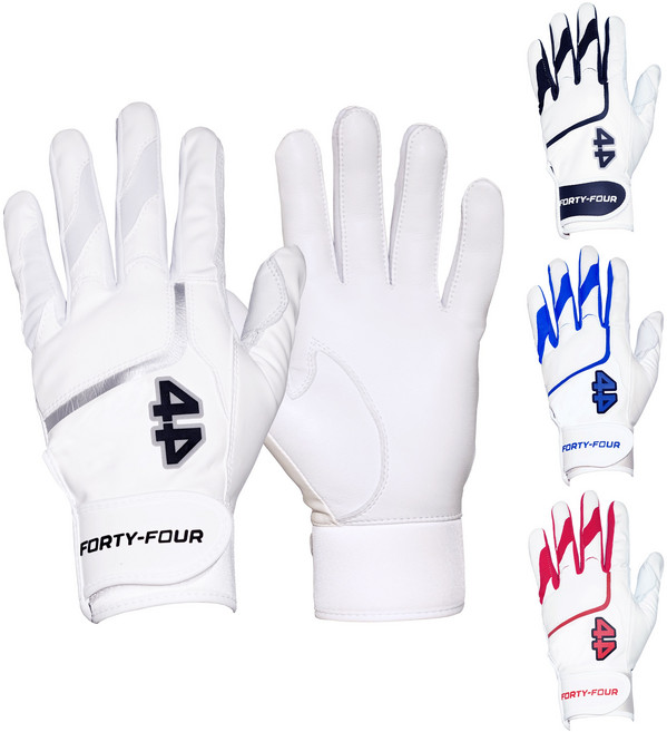 44 프리미엄 천연 양피 야구 배팅장갑 양손, 블루, 1개