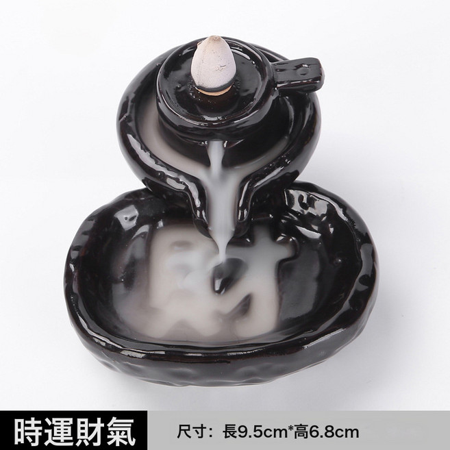 創意陶瓷倒流小香爐 禪意高山流水佛手造型 室內薰香焚香擺件, 時運財氣