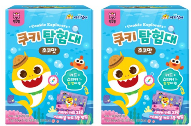 이젠서진 핑크퐁 아기상어 쿠키탐험대 초코맛 72g 16개