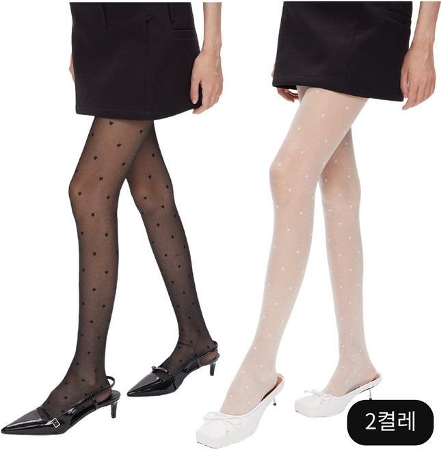 스위트나나 탄성 누드 하트 팬티 스타킹 2켤레 세트