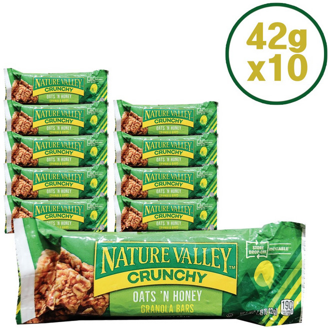 네이처밸리 그래놀라바 오츠앤허니, 10개, 42g