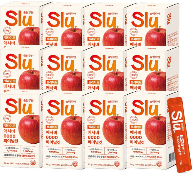 슬림루틴 슬루 젤라이트 애사비 젤리 스틱 애플 사이다 비니거 6000mg, 12박스, 280g