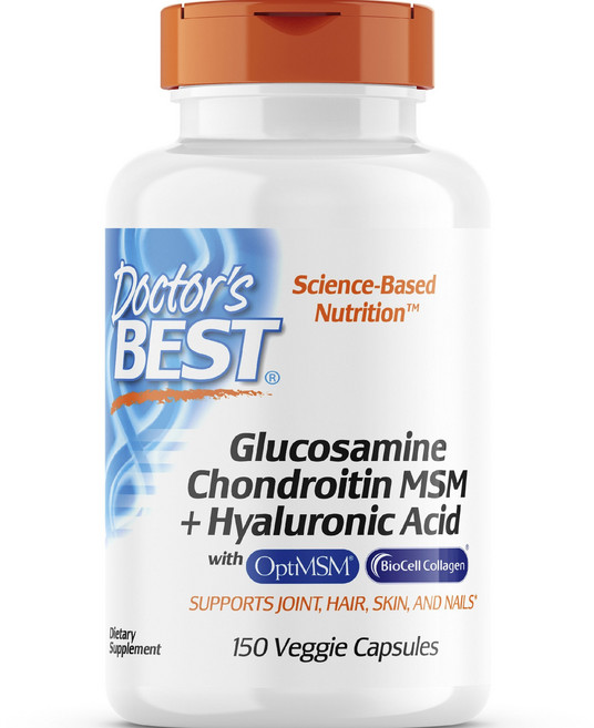 Doctor's BEST 葡萄糖胺軟骨素玻尿酸MSM植物膠囊, 150顆, 1罐