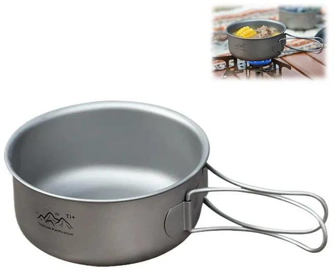 일본 직배송 Boundless Voyage A-Ti2059C 티타늄 냄비 세트 뚜껑 포함 접이식 손잡이 조리기구 휴대용 초경량 12인용 캠핑 하이킹 피크닉용, 01 Ti2059C