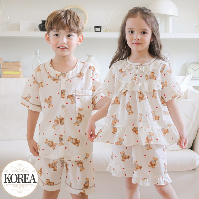 곰돌이 순면 잠옷 유아 아동 키즈 아기 파자마 빅베어