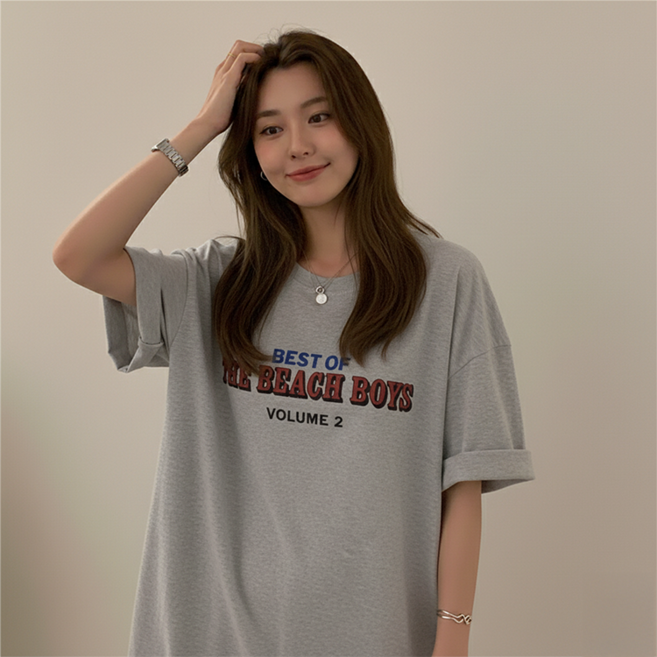 데일로엔 여성 여름 오버핏 데일리 레터링 반팔 티셔츠