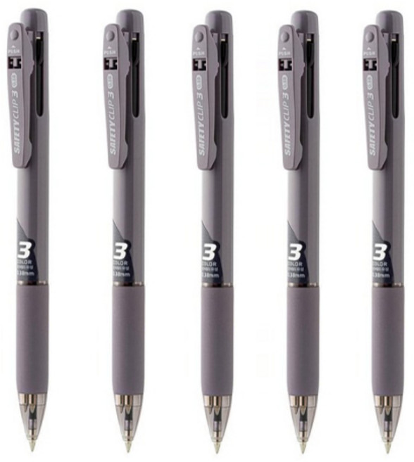 마이펜 세이프티 클립 3색 볼펜 0.38mm, 0.38mm 엔티크퍼플, 5개