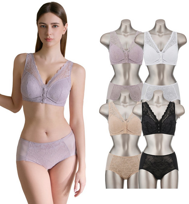 홈쇼핑 HIT 오모떼 입기 편한 똑딱 여자 밸런스 프론트 속옷 브라 팬티 8종 풀 세트