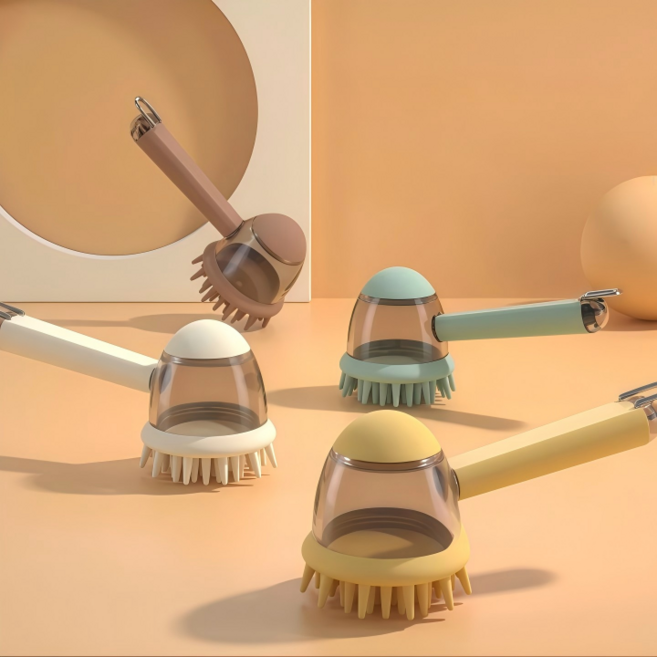 반려견 목욕 브러쉬 실리콘 샤워 브러시 애견 고양이 털관리 마사지, 1개, 브라운